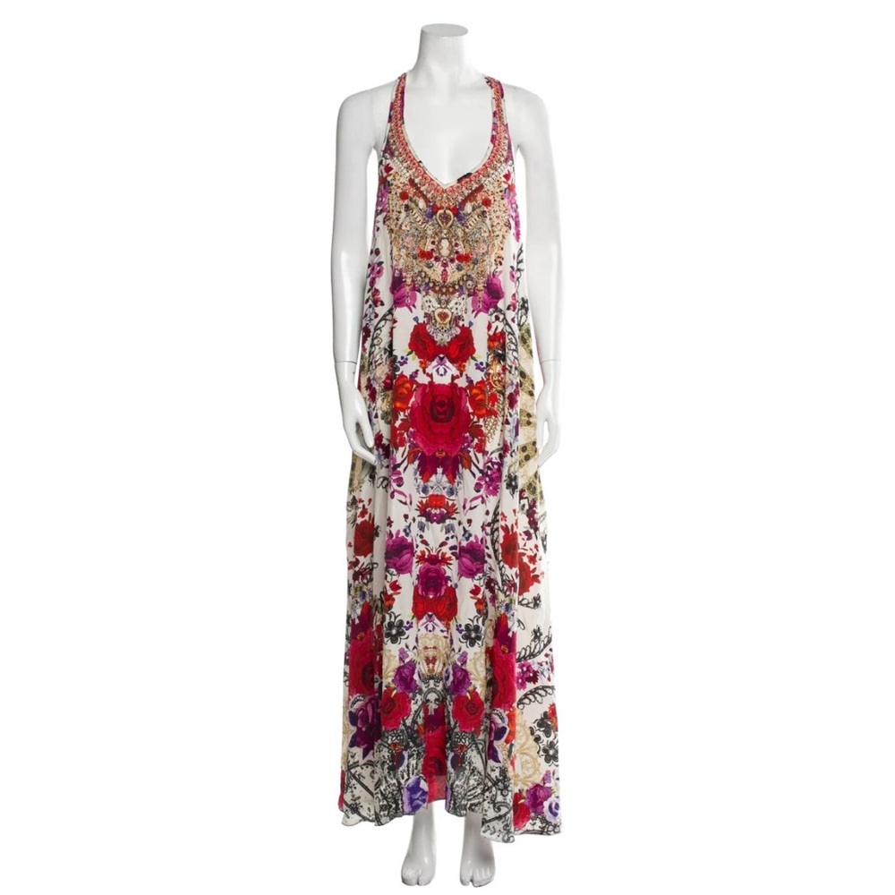 Camilla Vibrant Floral Maxi Dress - Red and Pink